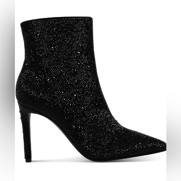 INC International Concepts Black Glitter Heeled Boots‎ - Picture 2 of 7